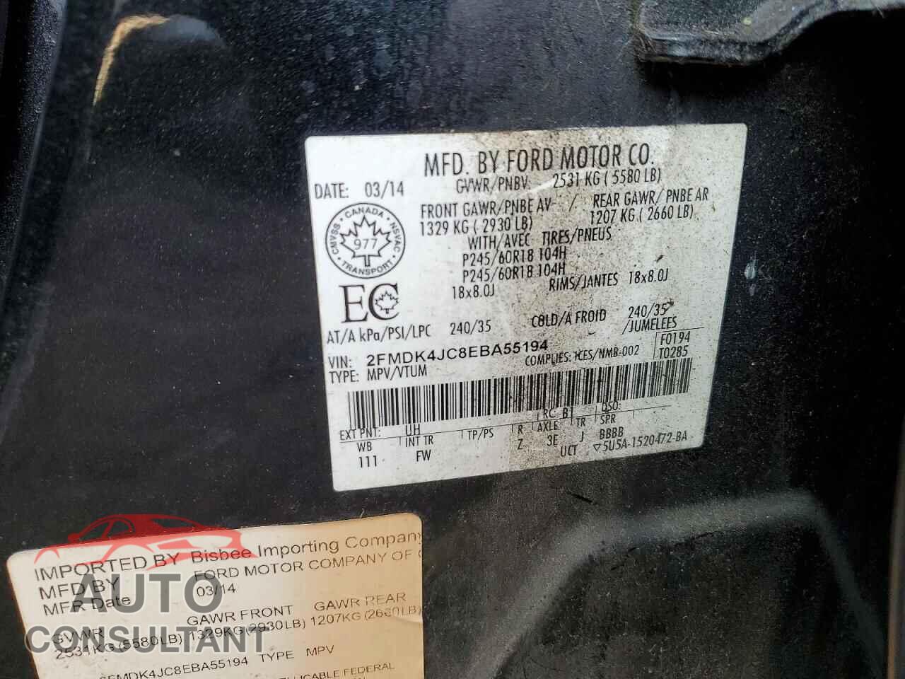FORD EDGE 2014 - 2FMDK4JC8EBA55194