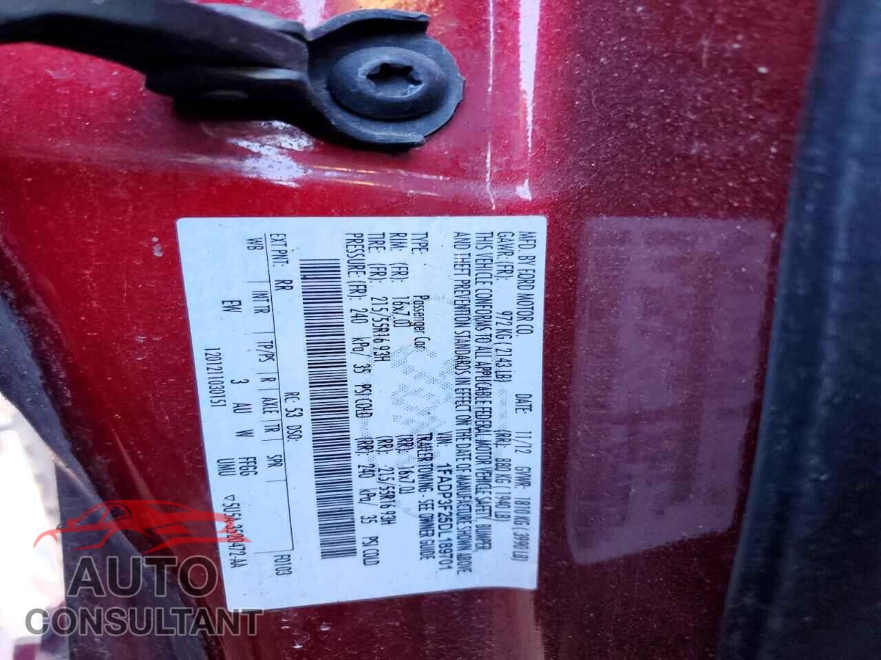 FORD FOCUS 2013 - 1FADP3F25DL189701