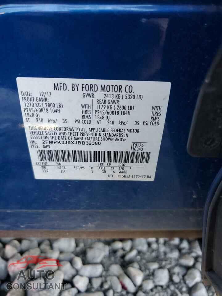 FORD EDGE 2018 - 2FMPK3J9XJBB32380