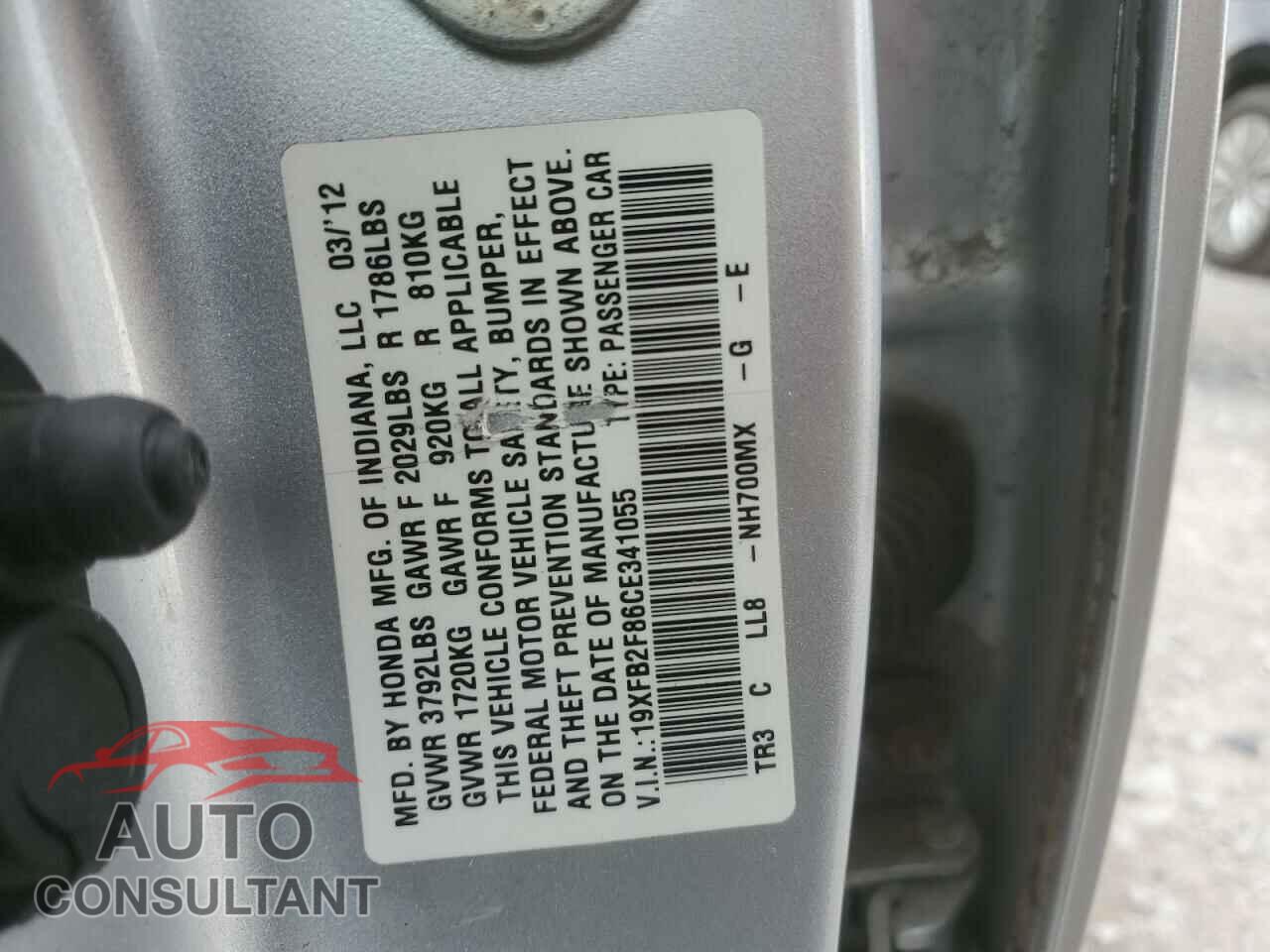 HONDA CIVIC 2012 - 19XFB2F86CE341055