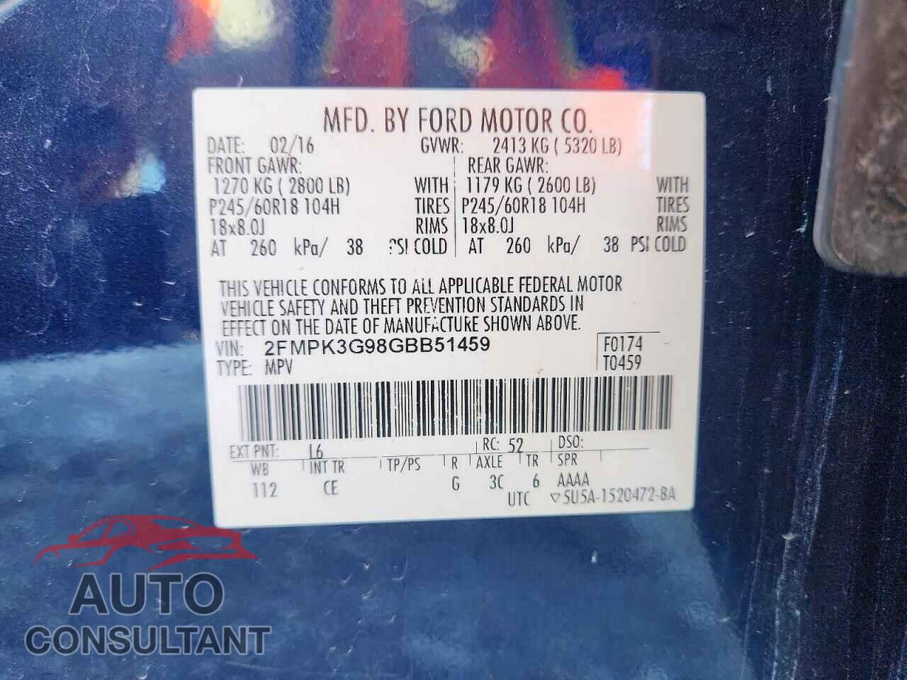 FORD EDGE 2016 - 2FMPK3G98GBB51459