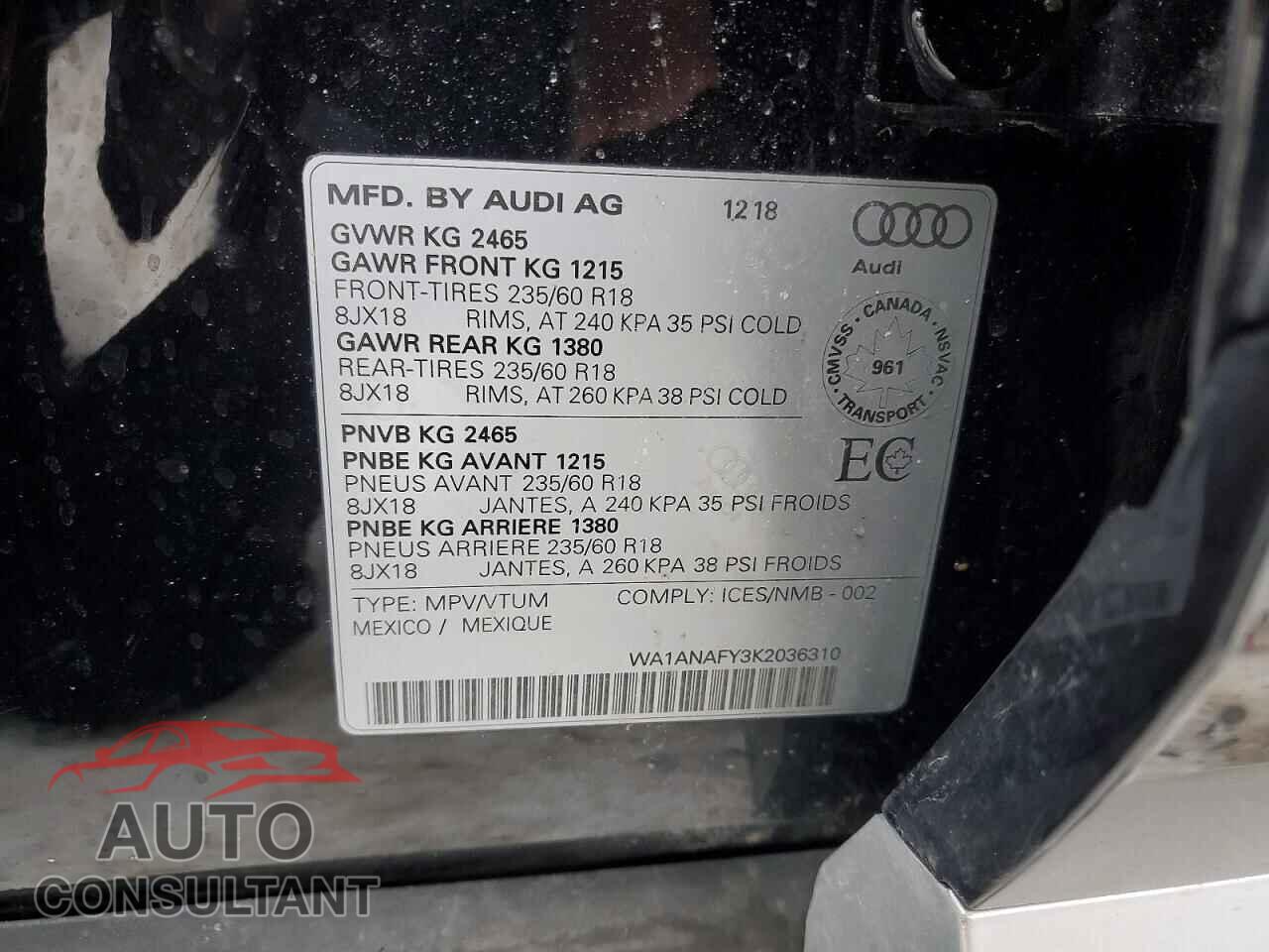 AUDI Q5 2019 - WA1ANAFY3K2036310