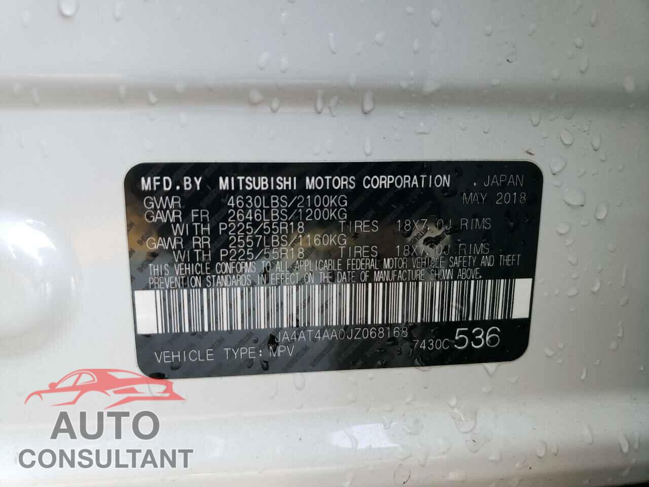 MITSUBISHI ECLIPSE 2018 - JA4AT4AA0JZ068168