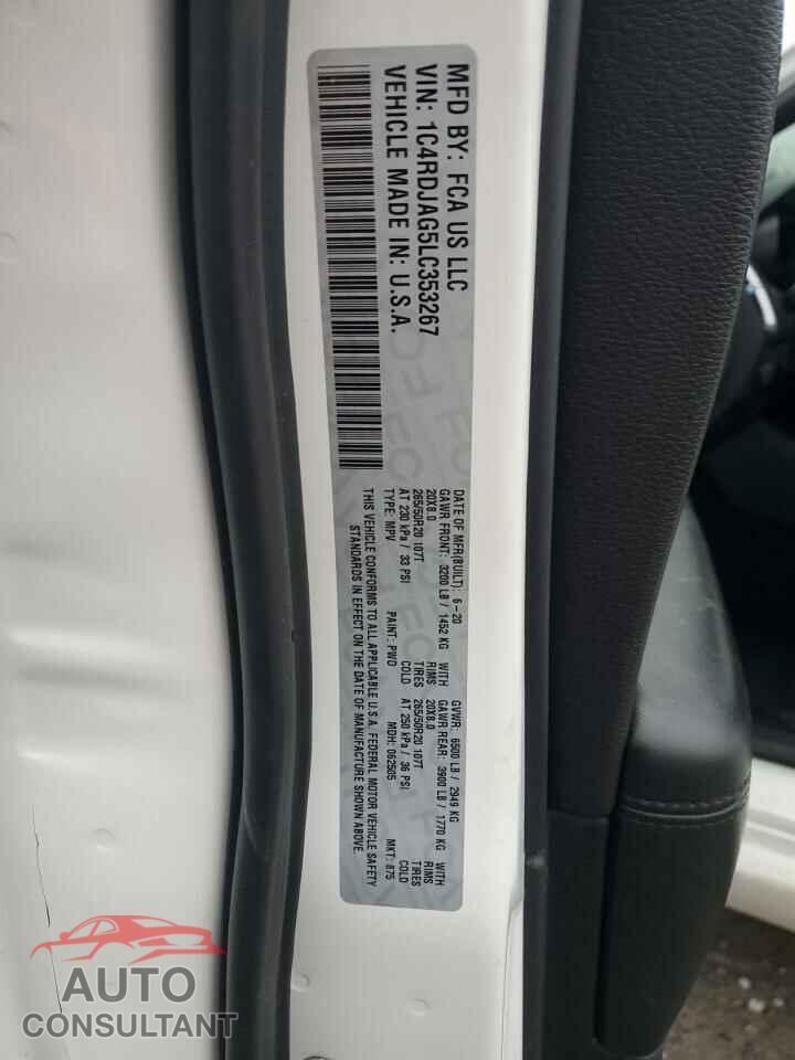 DODGE DURANGO 2020 - 1C4RDJAG5LC353267