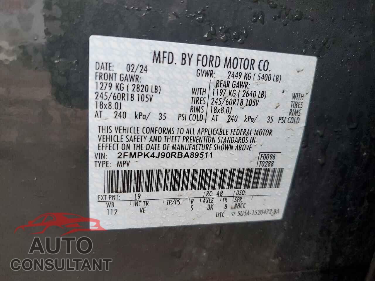 FORD EDGE 2024 - 2FMPK4J90RBA89511