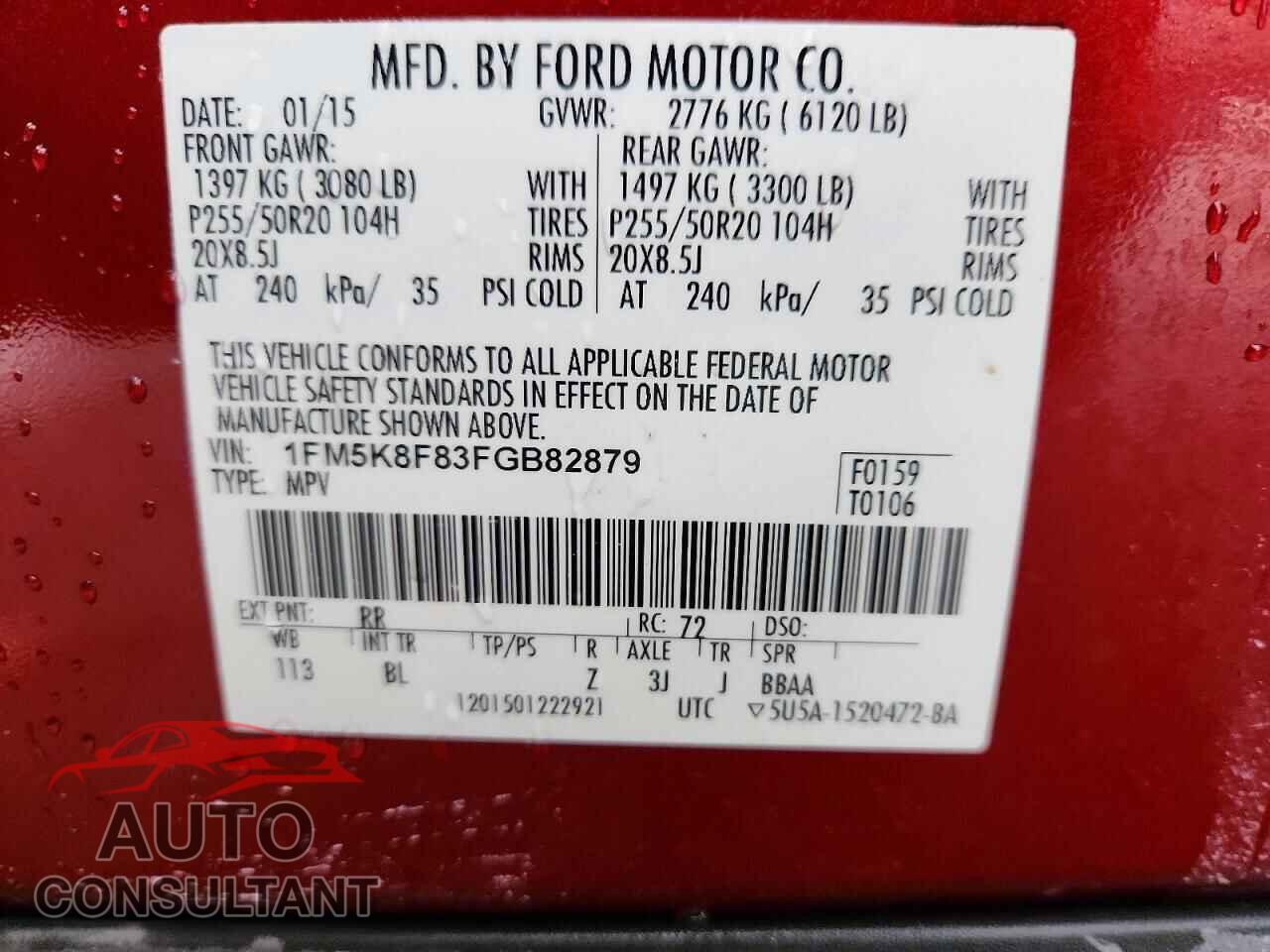FORD EXPLORER 2015 - 1FM5K8F83FGB82879