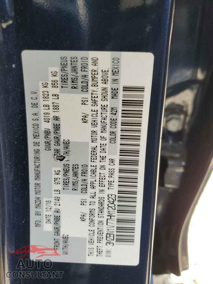 MAZDA 3 2017 - 3MZBN1V77HM120423