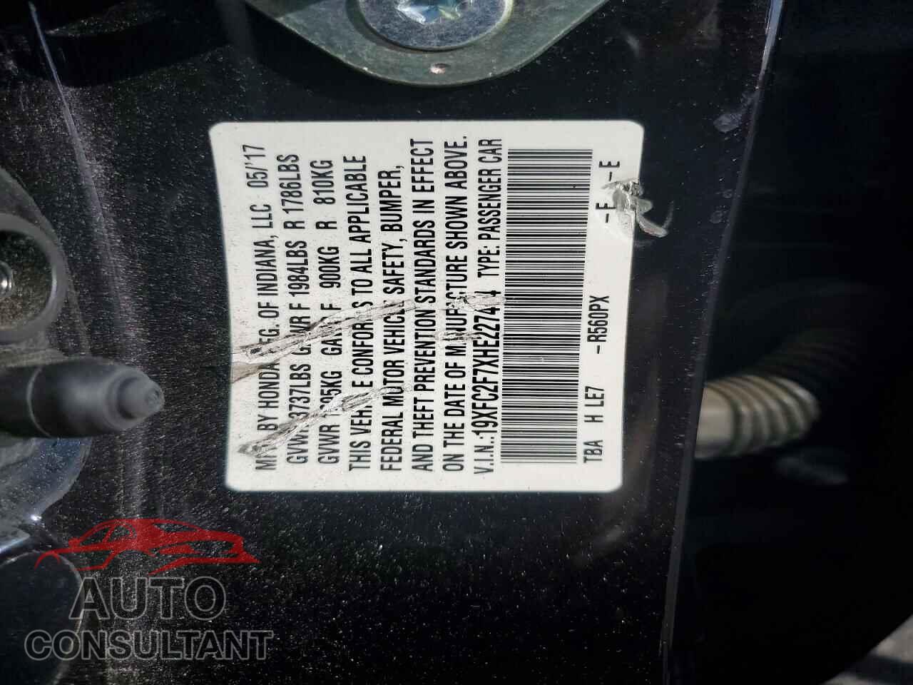 HONDA CIVIC 2017 - 19XFC2F7XHE227474