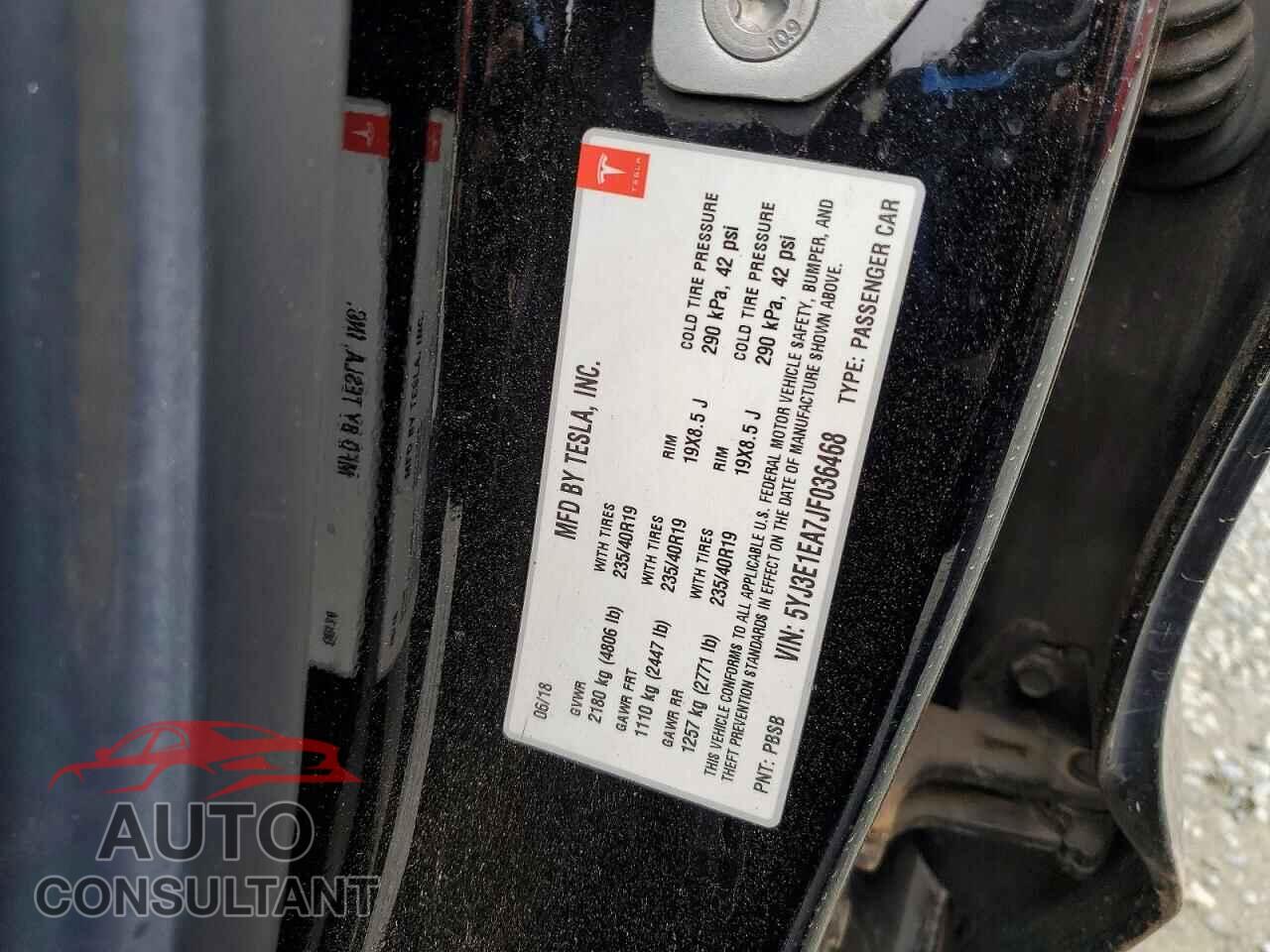 TESLA MODEL 3 2018 - 5YJ3E1EA7JF036468
