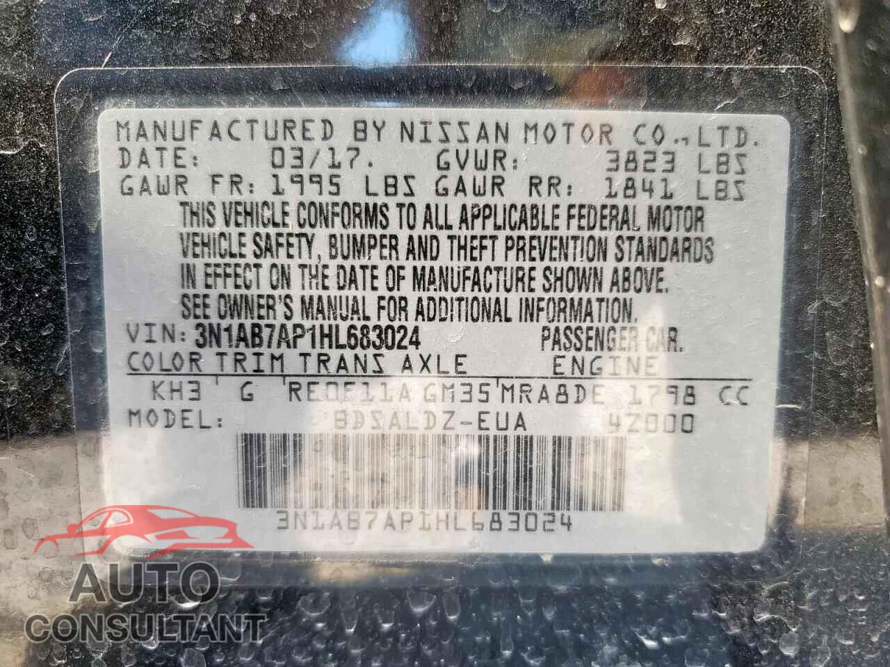 NISSAN SENTRA 2017 - 3N1AB7AP1HL683024