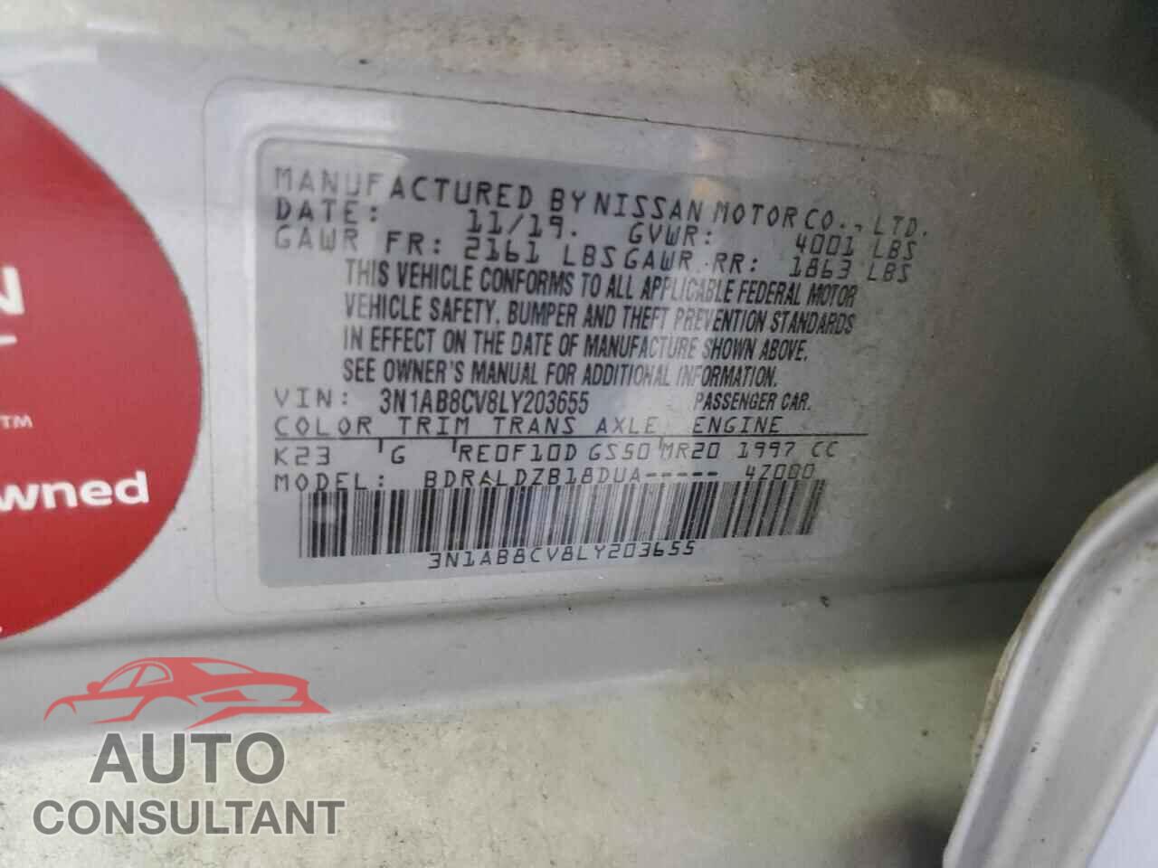 NISSAN SENTRA 2020 - 3N1AB8CV8LY203655