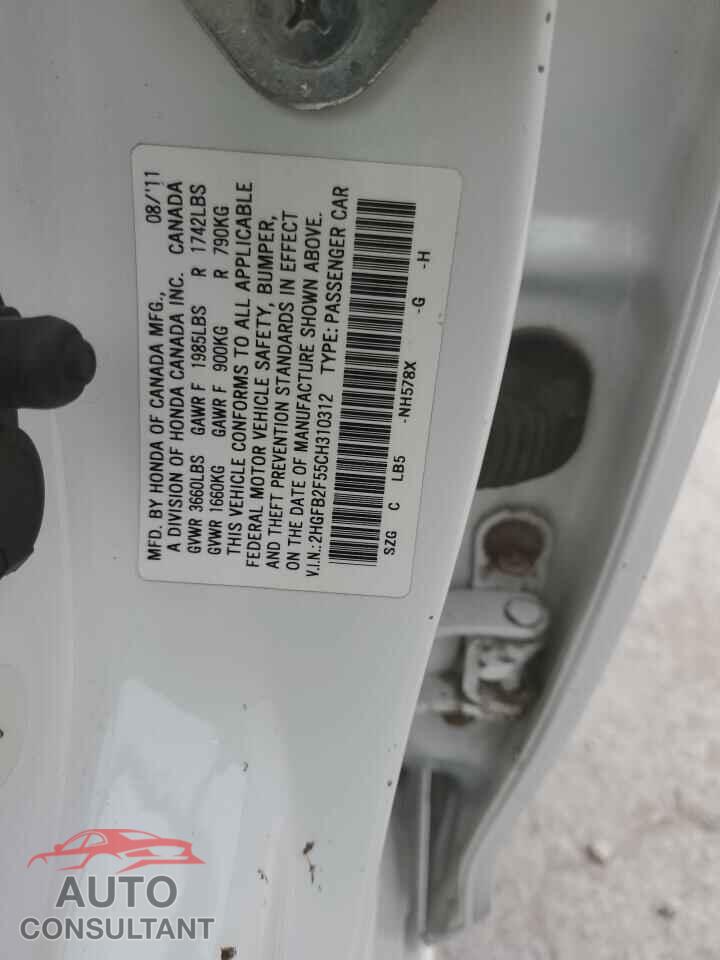 HONDA CIVIC 2012 - 2HGFB2F55CH310312