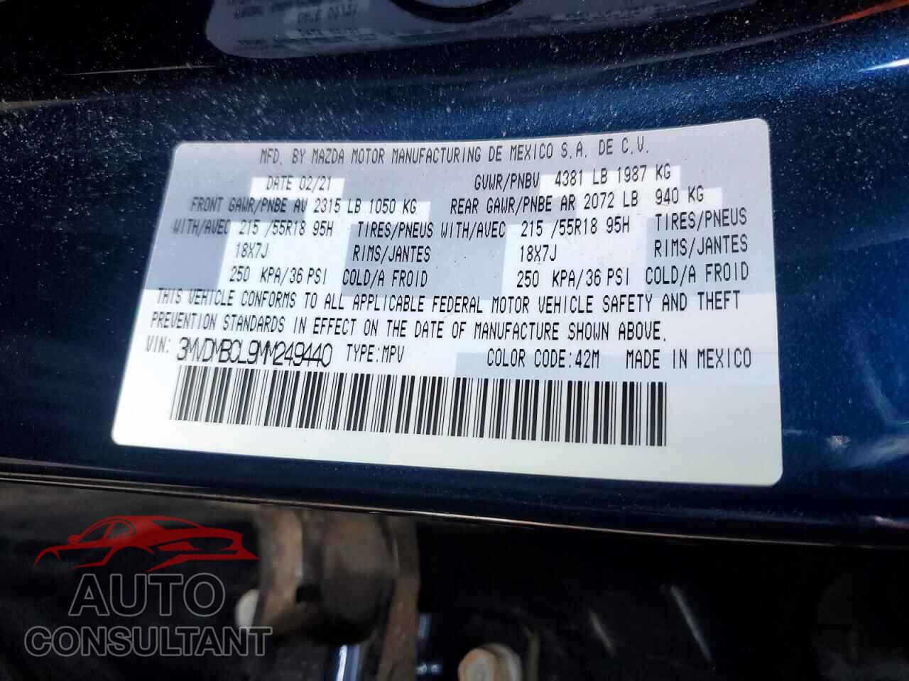MAZDA CX30 2021 - 3MVDMBCL9MM249440