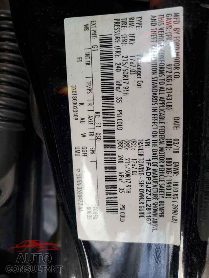 FORD FOCUS 2018 - 1FADP3J27JL281167