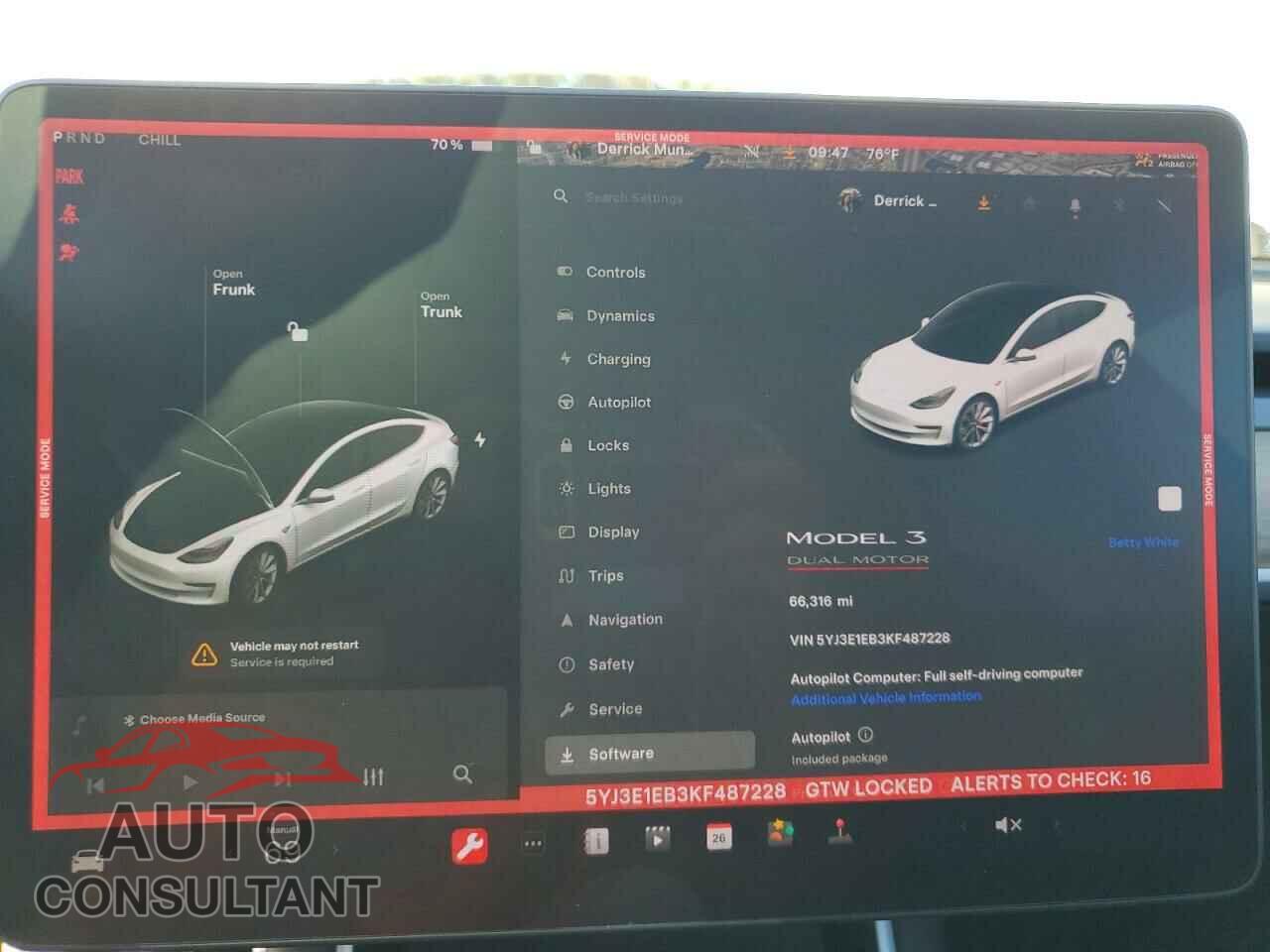 TESLA MODEL 3 2019 - 5YJ3E1EB3KF487228