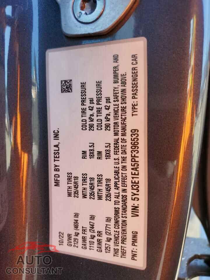 TESLA MODEL 3 2023 - 5YJ3E1EA5PF396539