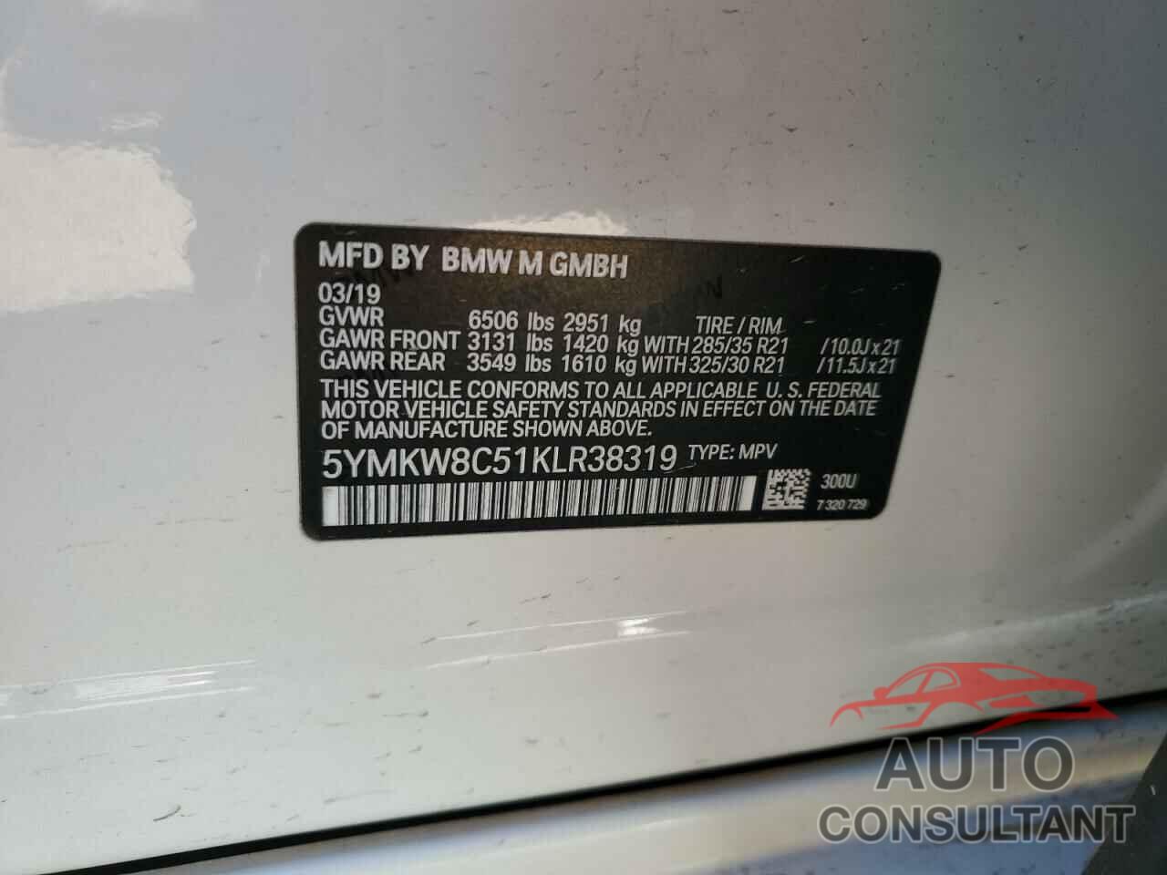 BMW X6 2019 - 5YMKW8C51KLR38319