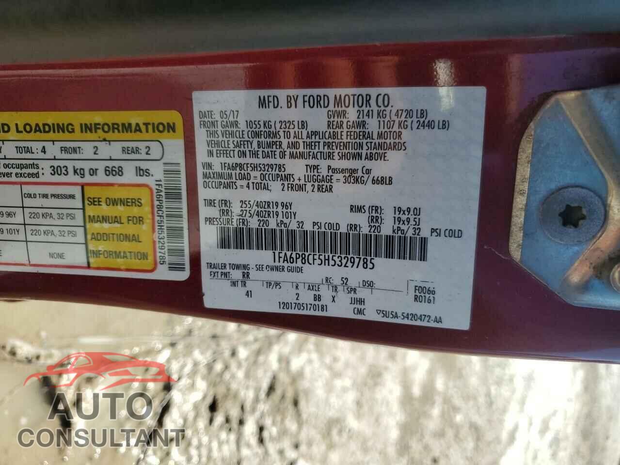 FORD MUSTANG 2017 - 1FA6P8CF5H5329785