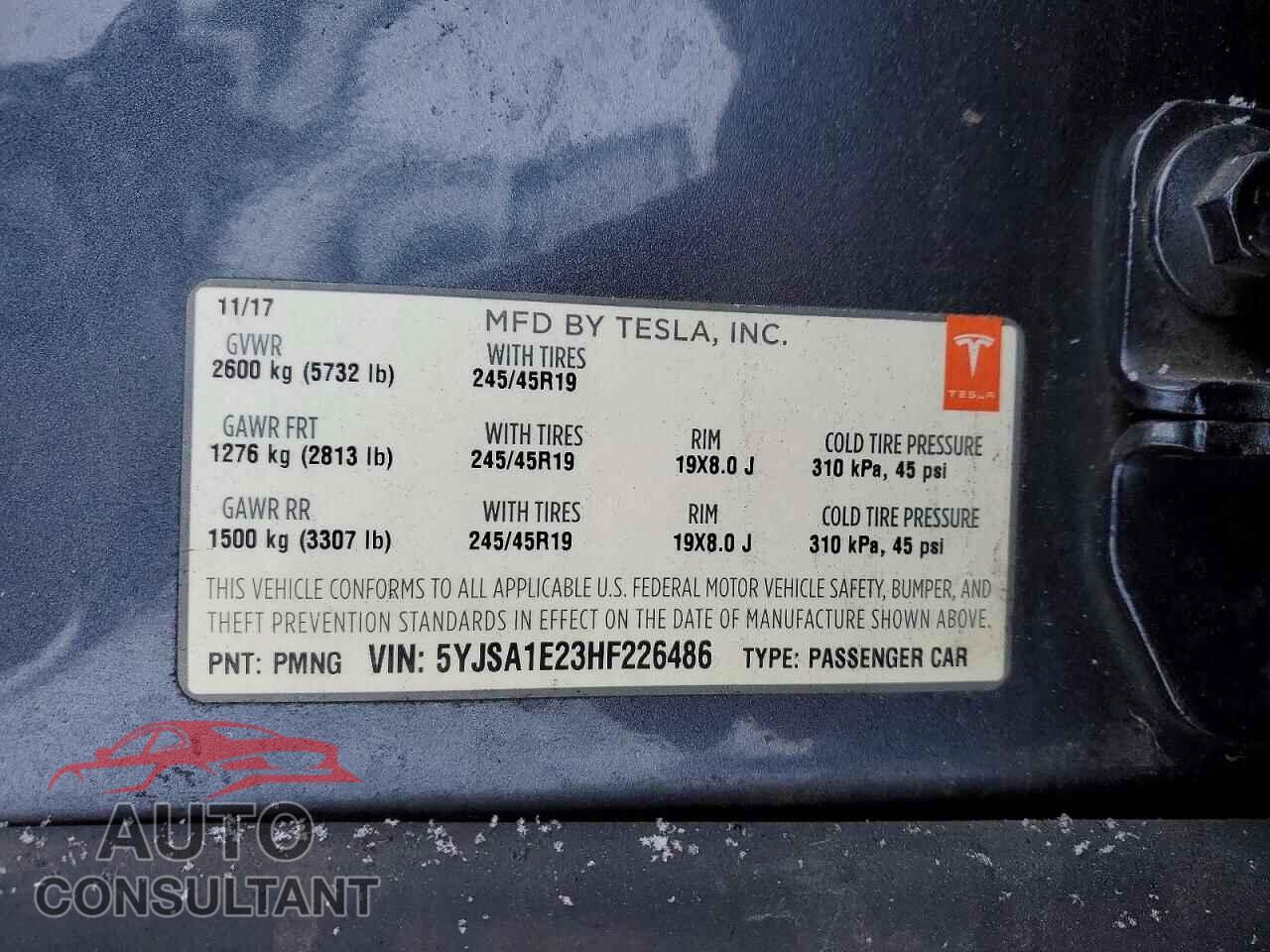 TESLA MODEL S 2017 - 5YJSA1E23HF226486