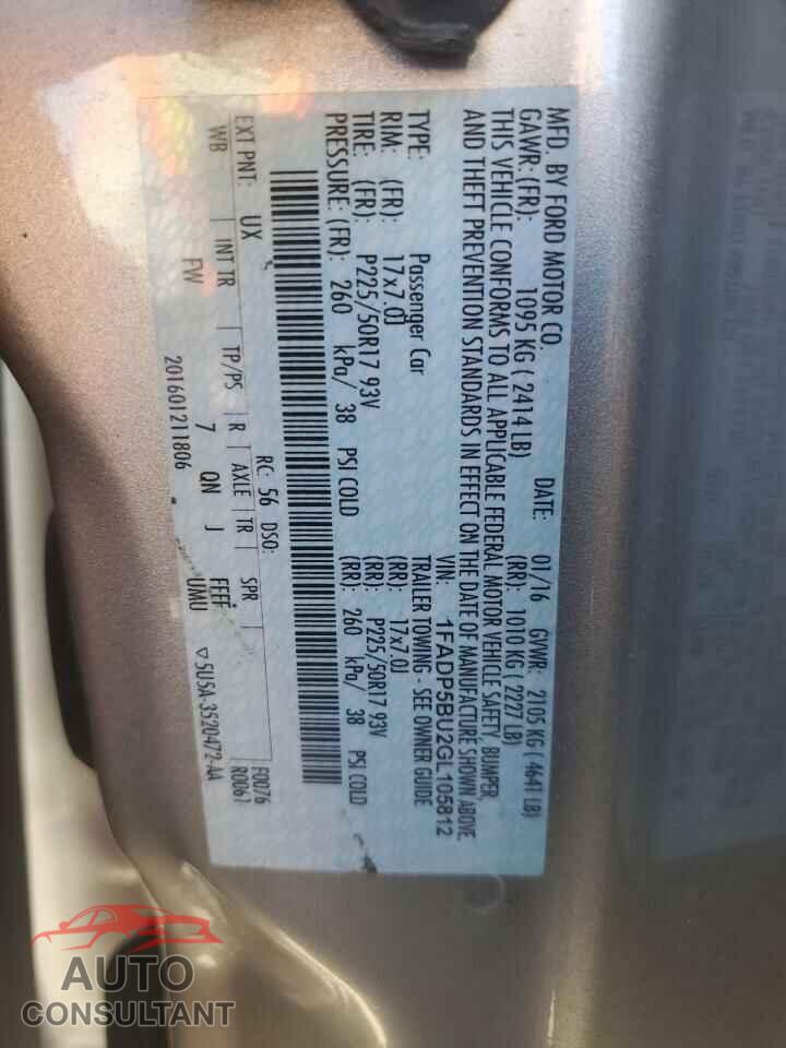 FORD CMAX 2016 - 1FADP5BU2GL105812