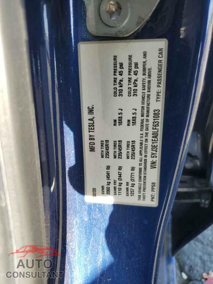 TESLA MODEL 3 2020 - 5YJ3E1EA0LF631083