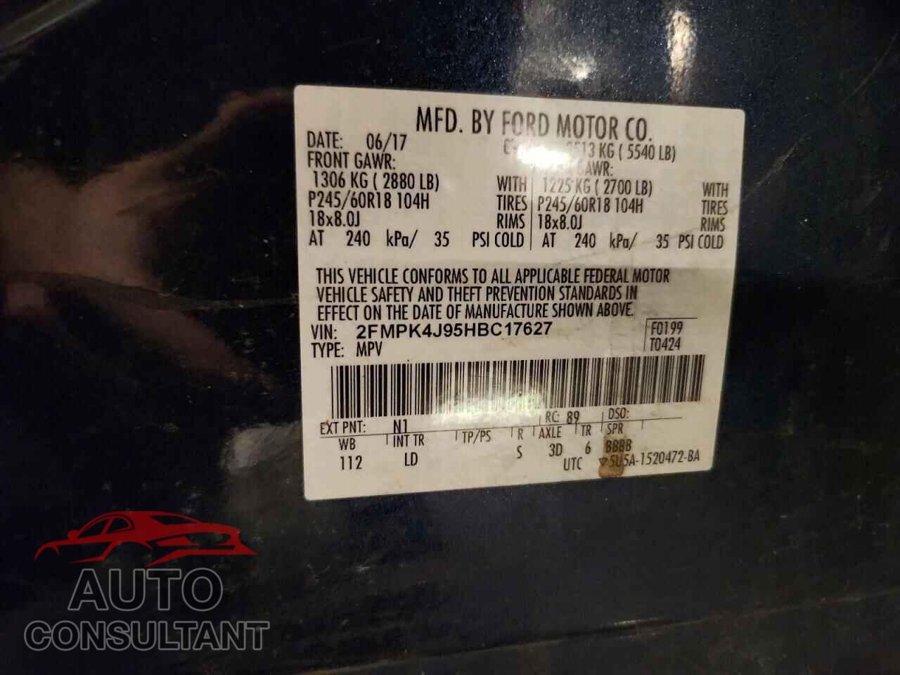 FORD EDGE 2017 - 2FMPK4J95HBC17627