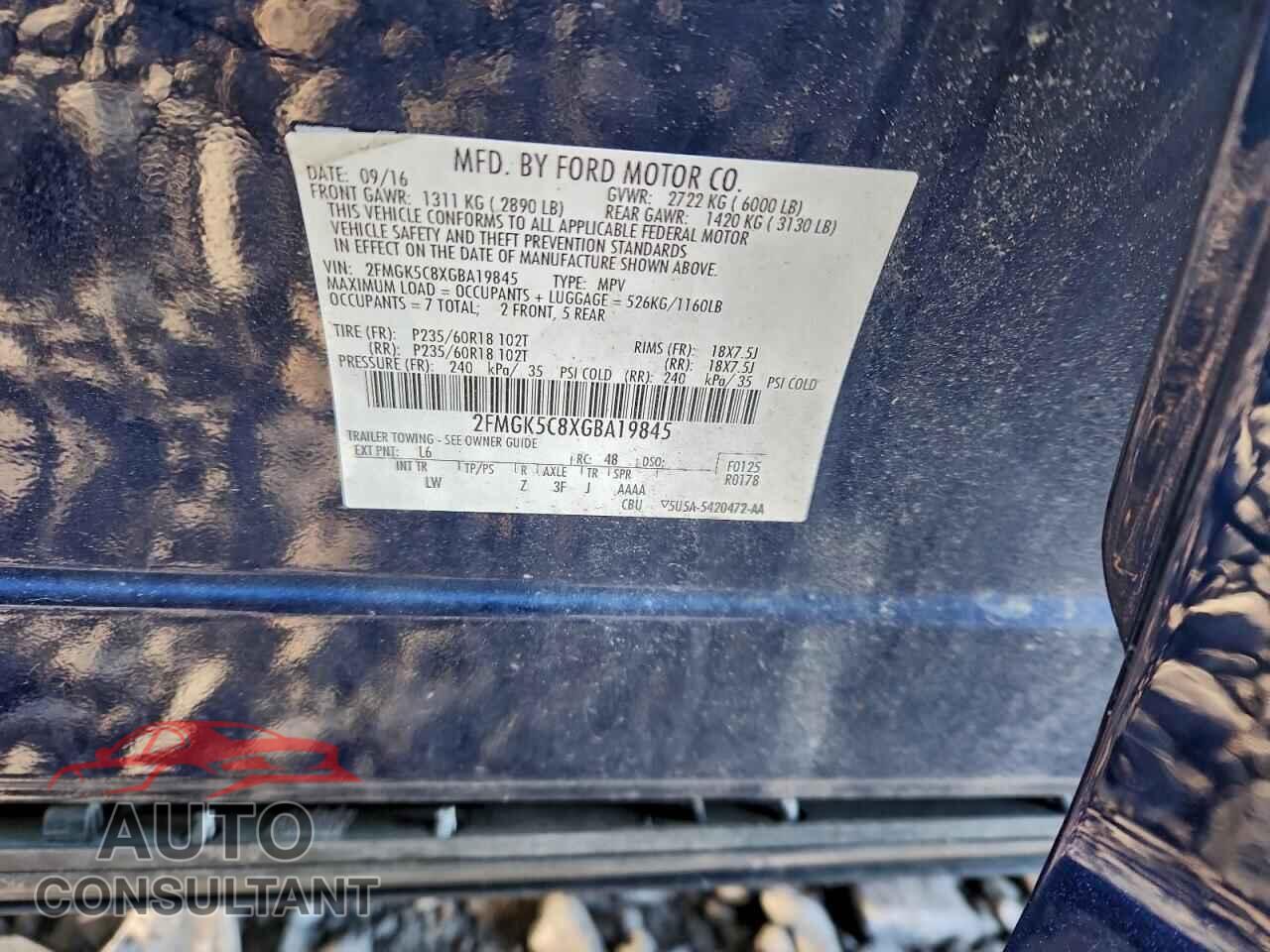 FORD FLEX 2016 - 2FMGK5C8XGBA19845