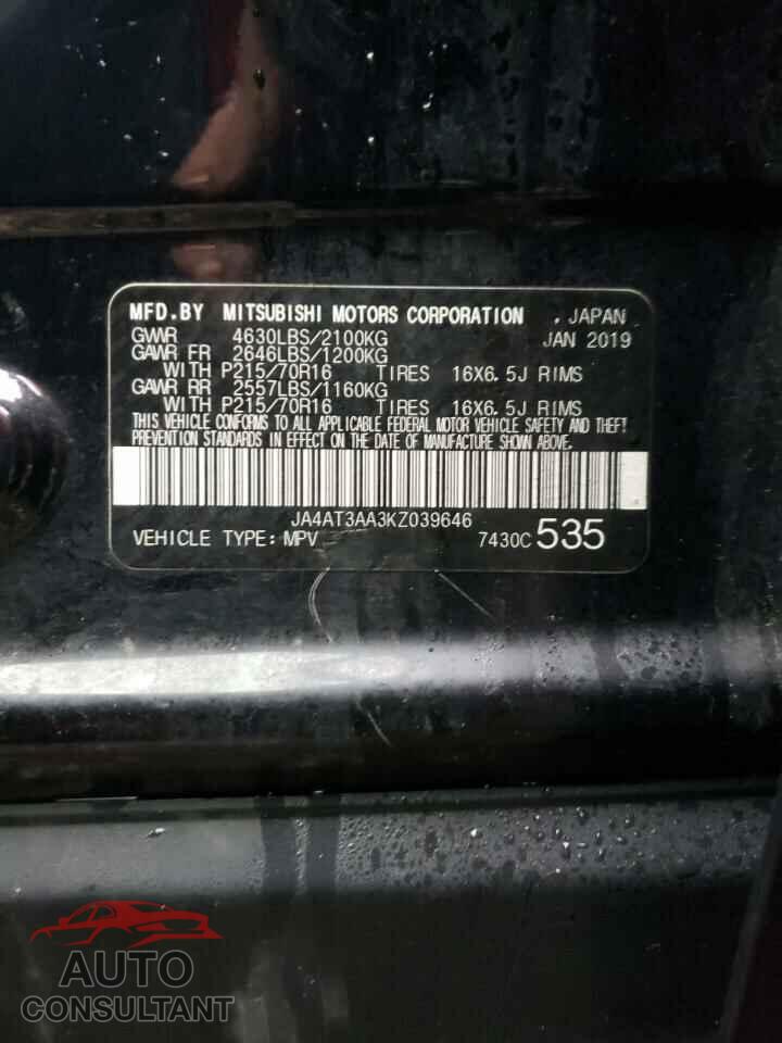 MITSUBISHI ECLIPSE 2019 - JA4AT3AA3KZ039646