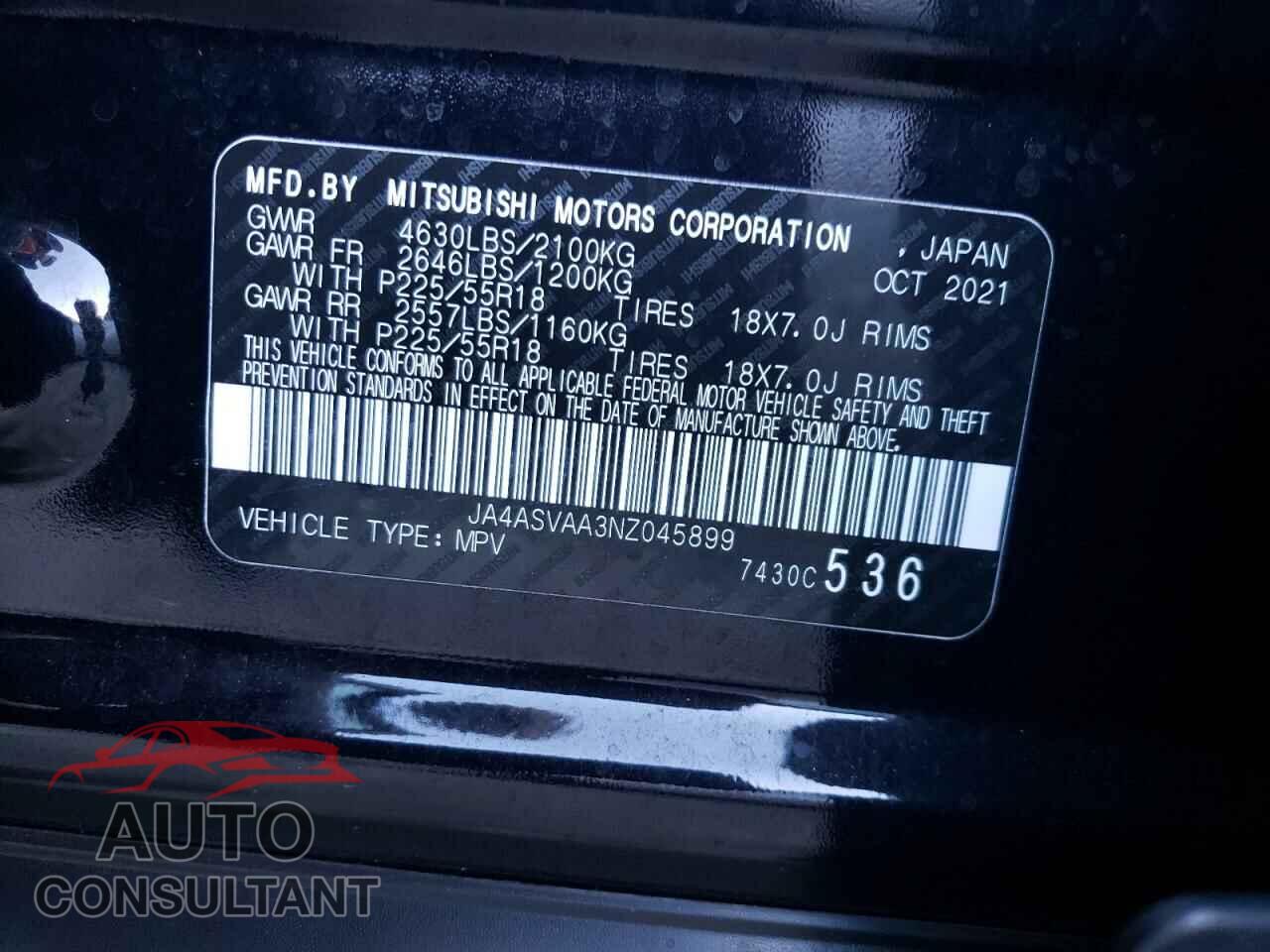 MITSUBISHI ECLIPSE 2022 - JA4ASVAA3NZ045899