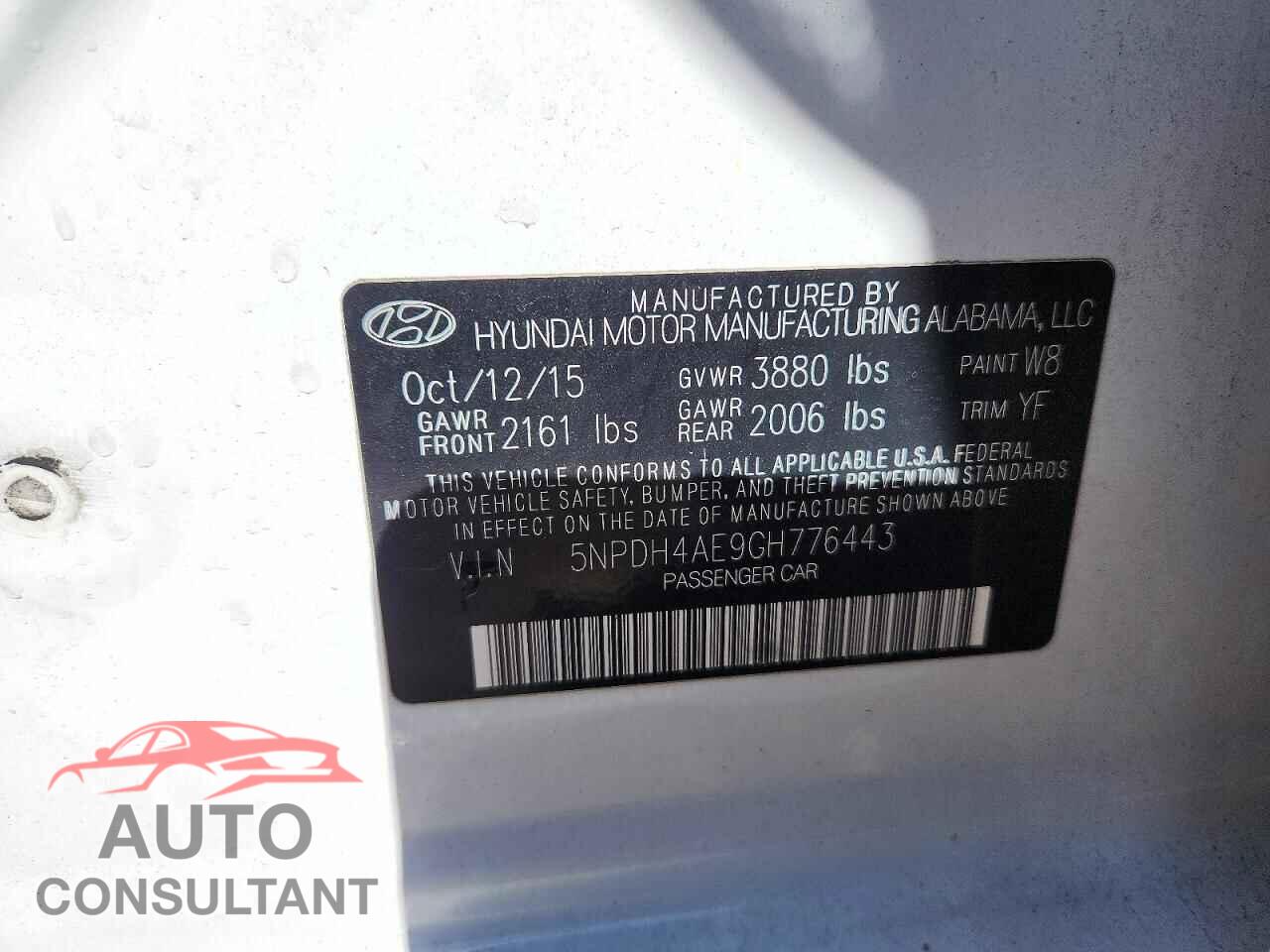 HYUNDAI ELANTRA 2016 - 5NPDH4AE9GH776443