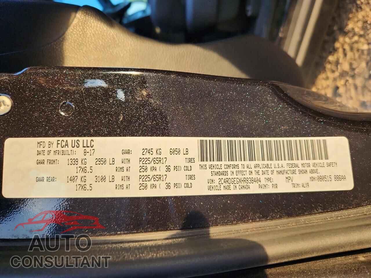DODGE CARAVAN 2017 - 2C4RDGEGXHR838404