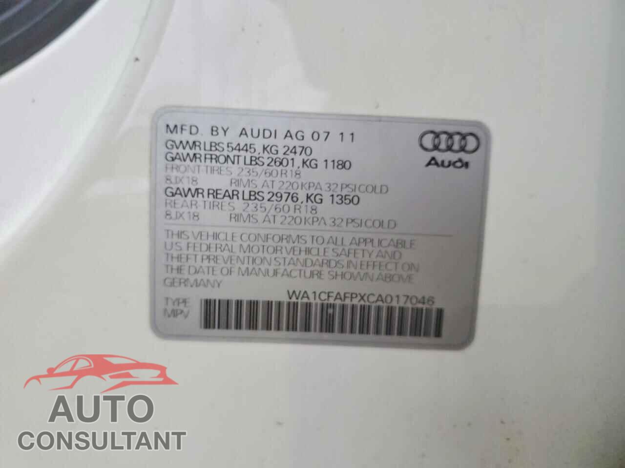 AUDI Q5 2012 - WA1CFAFPXCA017046