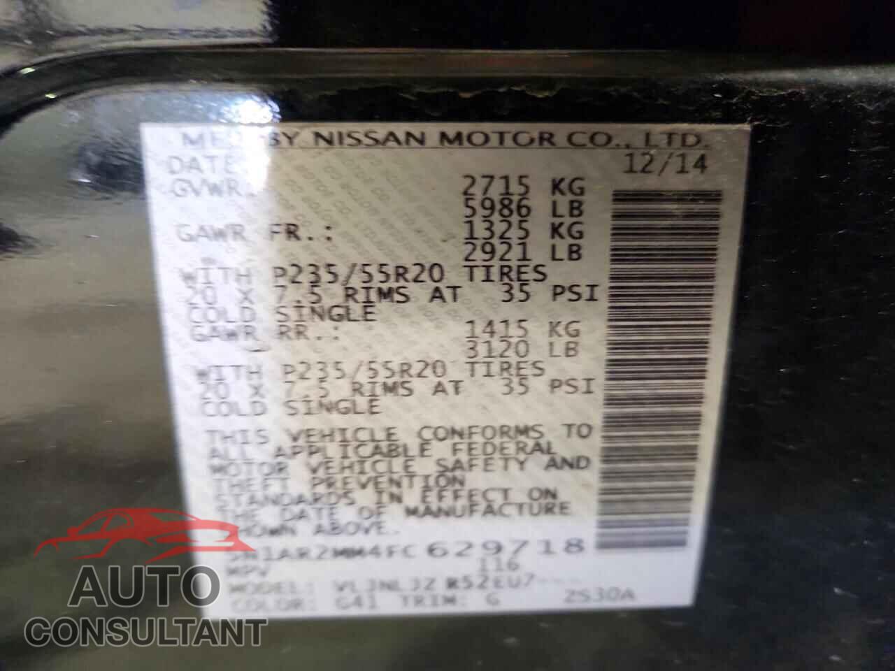 NISSAN PATHFINDER 2015 - 5N1AR2MM4FC629718