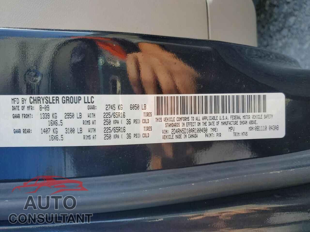 DODGE CARAVAN 2010 - 2D4RN5D10AR100490