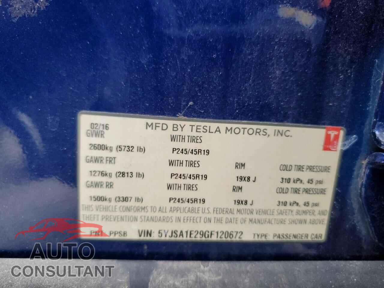 TESLA MODEL S 2016 - 5YJSA1E29GF120672