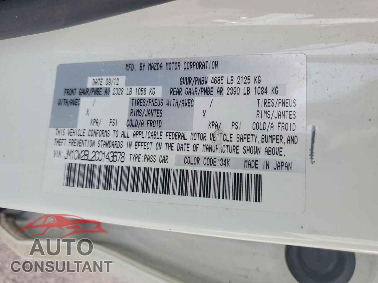 MAZDA 5 2012 - JM1CW2BL2C0143678