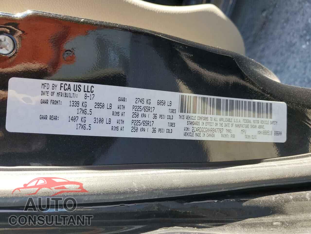 DODGE CARAVAN 2017 - 2C4RDGCGXHR847767