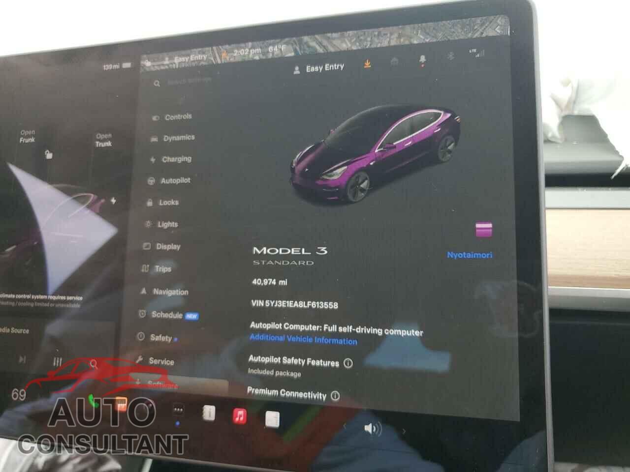 TESLA MODEL 3 2020 - 5YJ3E1EA8LF613558
