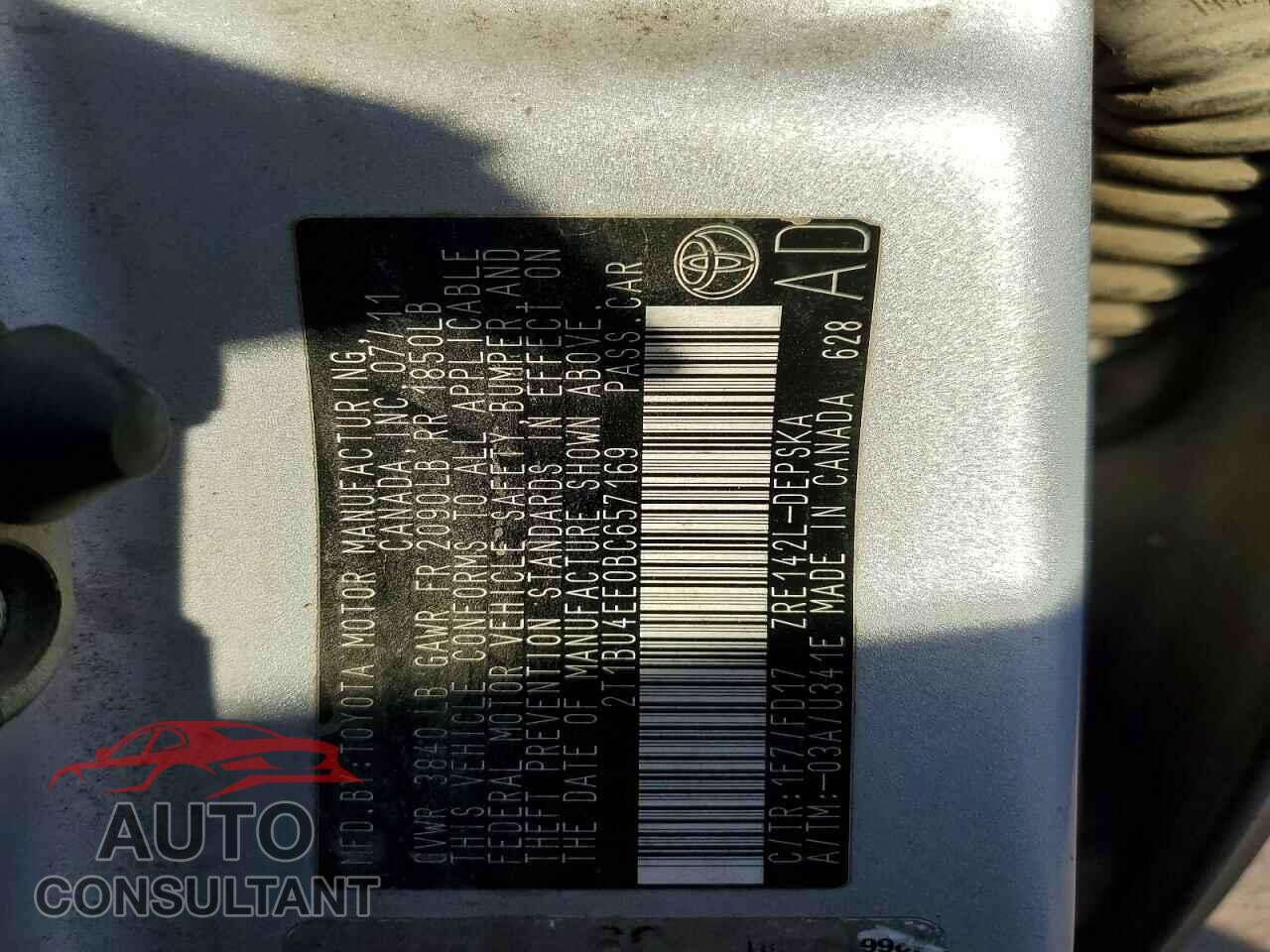 TOYOTA COROLLA 2011 - 2T1BU4EE0BC657169