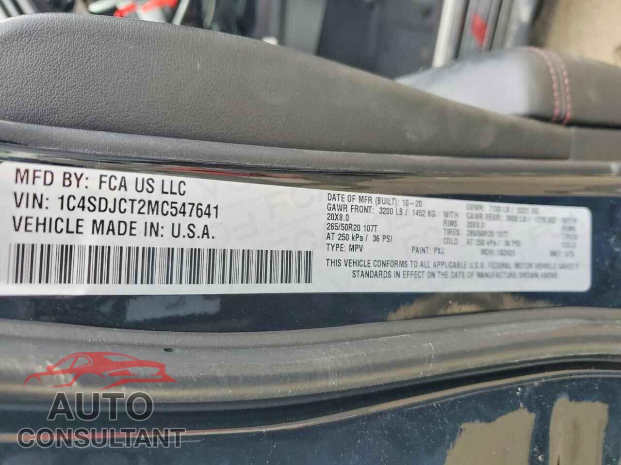 DODGE DURANGO 2021 - 1C4SDJCT2MC547641