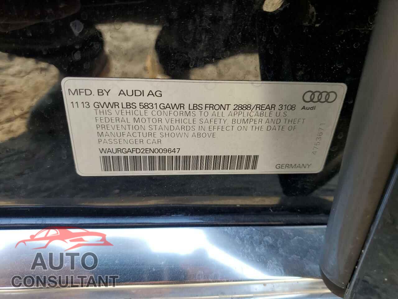 AUDI A8 2014 - WAURGAFD2EN009647