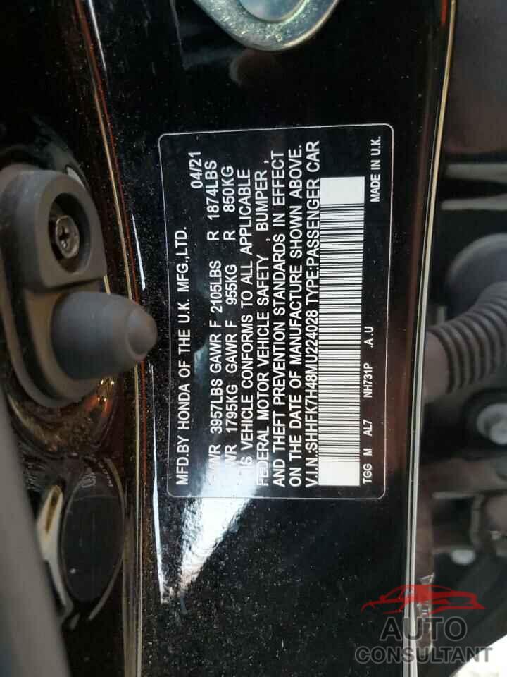 HONDA CIVIC 2021 - SHHFK7H48MU224028