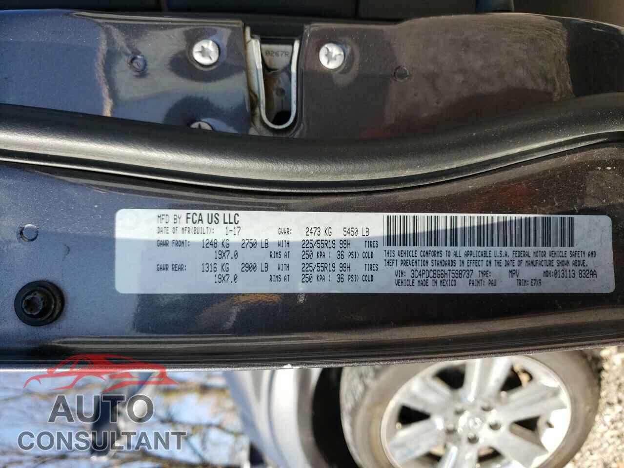DODGE JOURNEY 2017 - 3C4PDCBG6HT598737