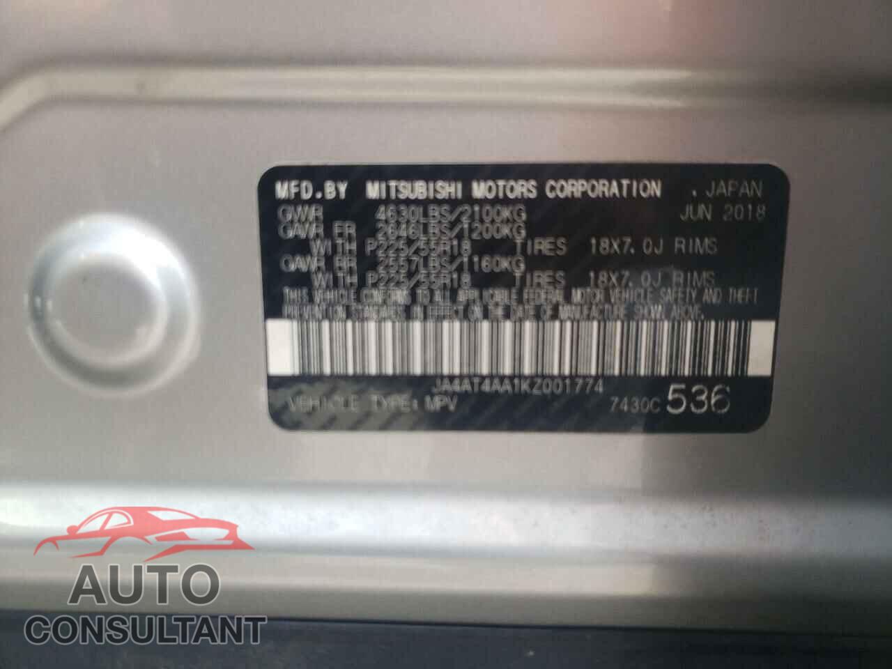 MITSUBISHI ECLIPSE 2019 - JA4AT4AA1KZ001774