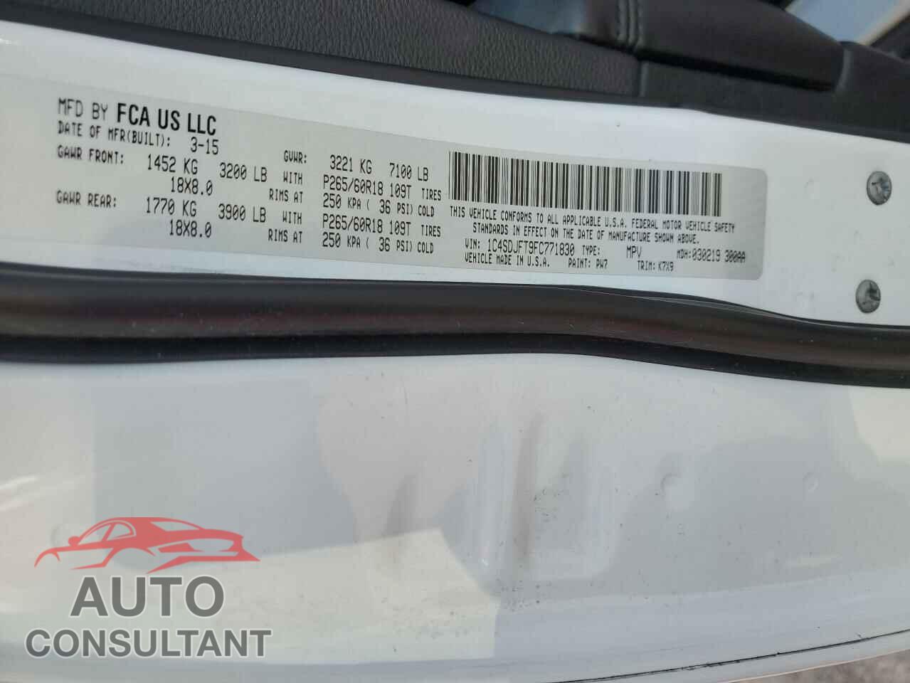 DODGE DURANGO 2015 - 1C4SDJFT9FC771830