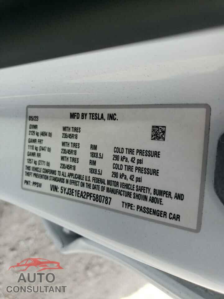 TESLA MODEL 3 2023 - 5YJ3E1EA2PF580787