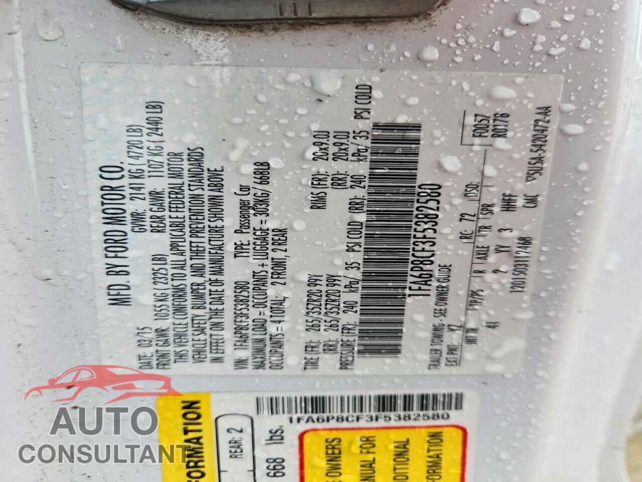 FORD MUSTANG 2015 - 1FA6P8CF3F5382580