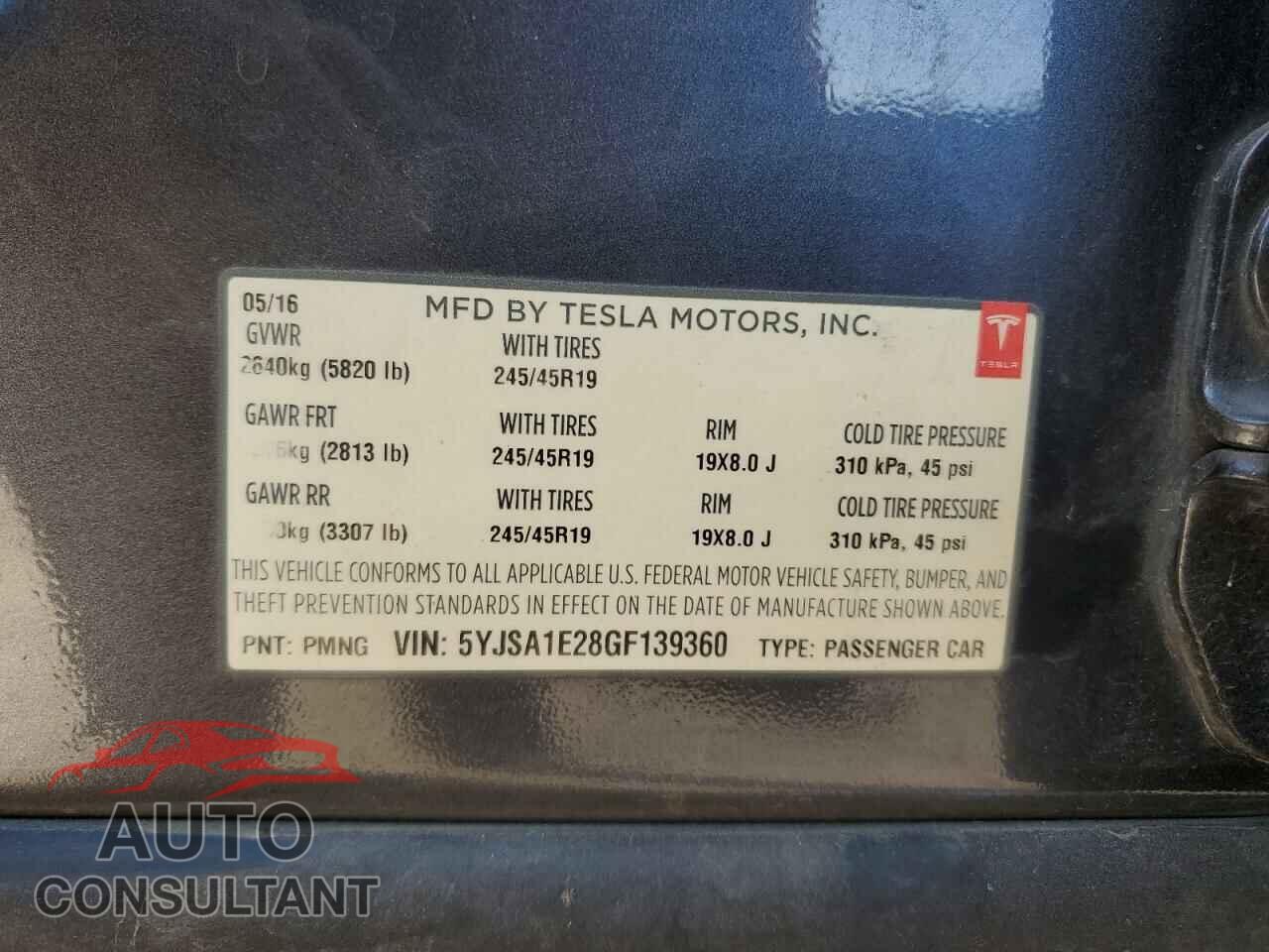 TESLA MODEL S 2016 - 5YJSA1E28GF139360