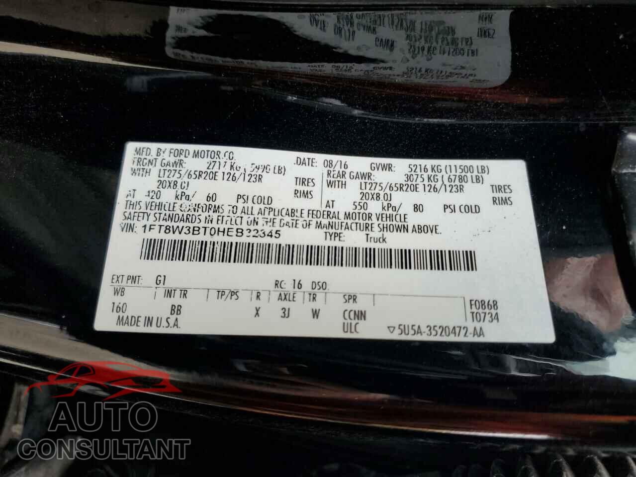FORD F350 2017 - 1FT8W3BT0HEB32345