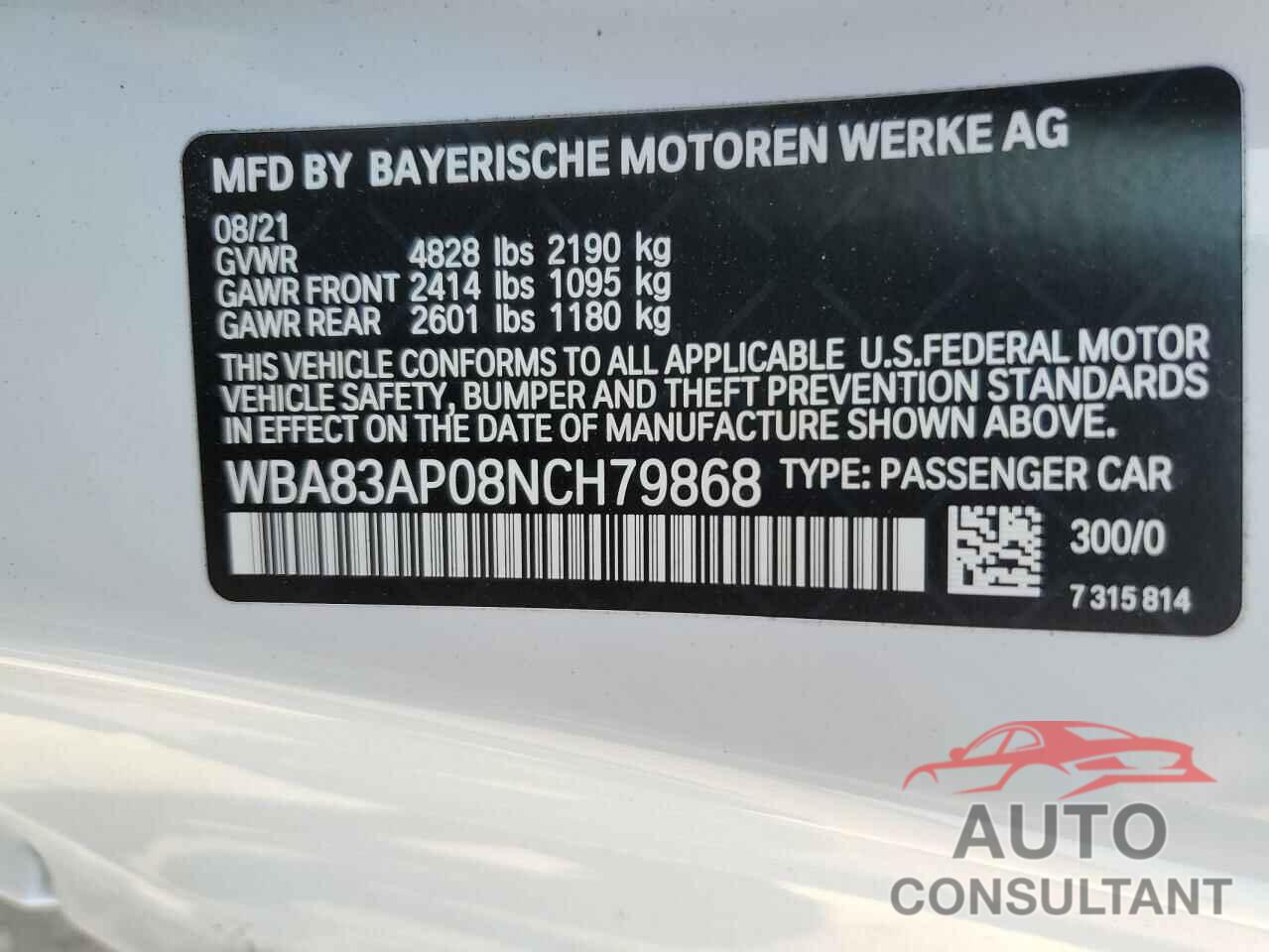 BMW M4 2022 - WBA83AP08NCH79868